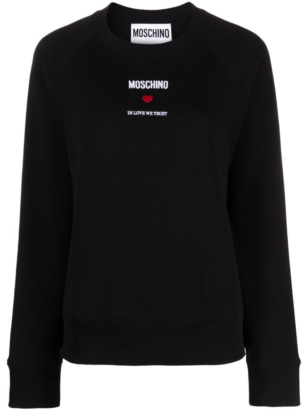 Shop Moschino Embroidered-logo Cotton Sweatshirt In Black