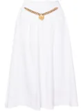 Moschino heart-charm ruched midi skirt - White