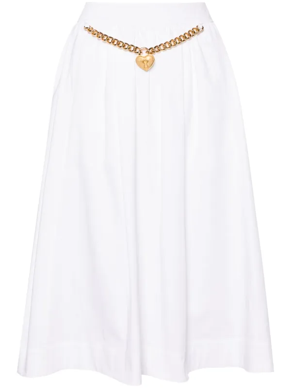Moschino heart-charm Ruched Midi Skirt White FARFETCH IN - Main Image