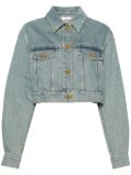 Moschino Teddy Bear-buttons cropped denim jacket - Blue