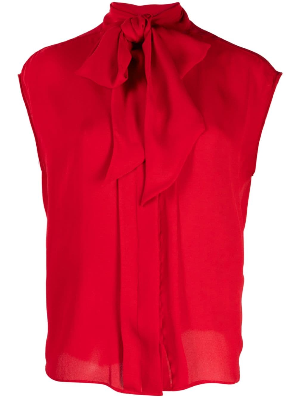 Moschino Tied Silk Bouse In Red