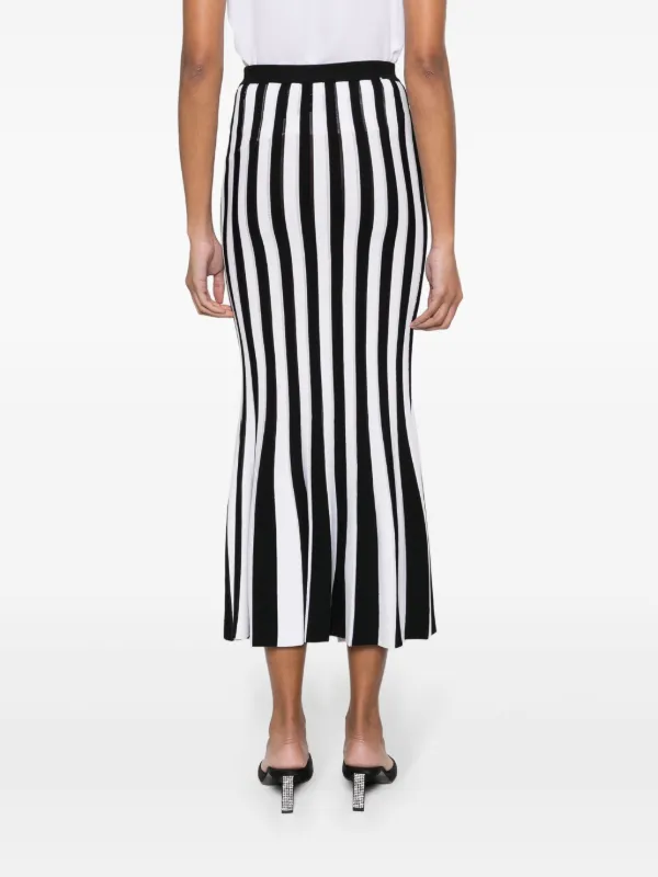 Moschino Striped Knitted Midi Skirt | Black | FARFETCH