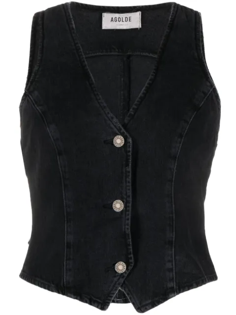 AGOLDE Heller button-up denim waistcoat