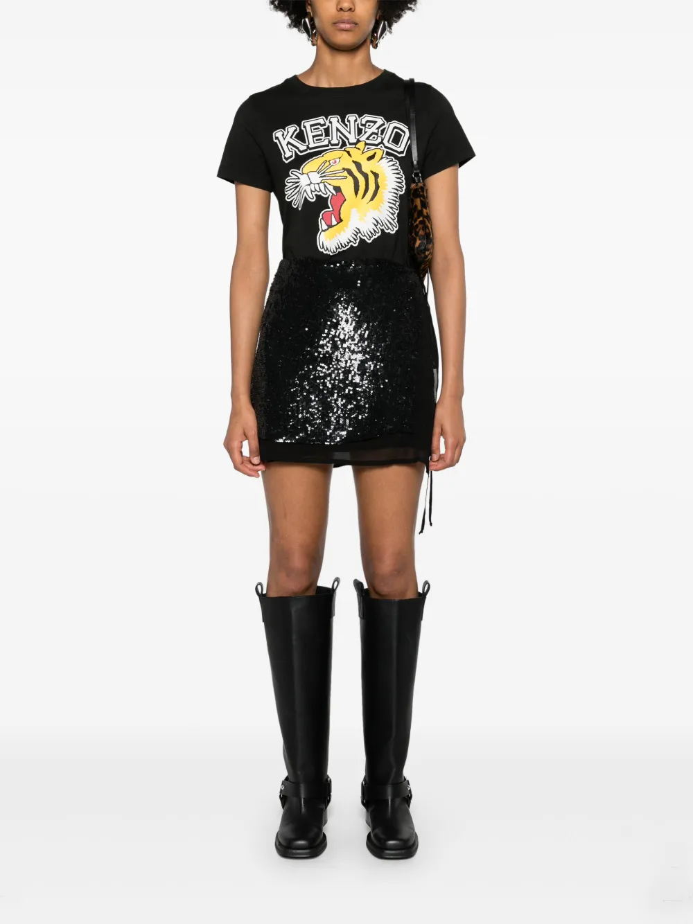 P.A.R.O.S.H. Mini-rok met pailletten - Zwart