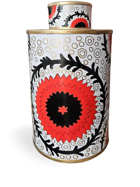Les-Ottomans florero cilíndrico con estampado geométrico de 25cm