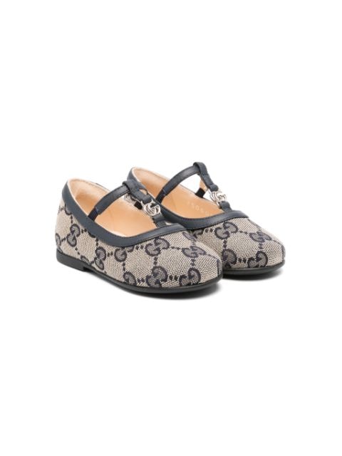 Gucci Kids Double G leather ballerina shoes