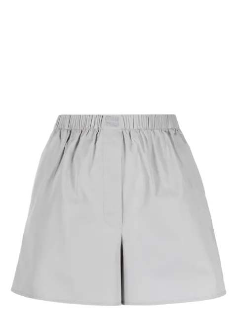 Miu Miu logo-embroidered cotton shorts