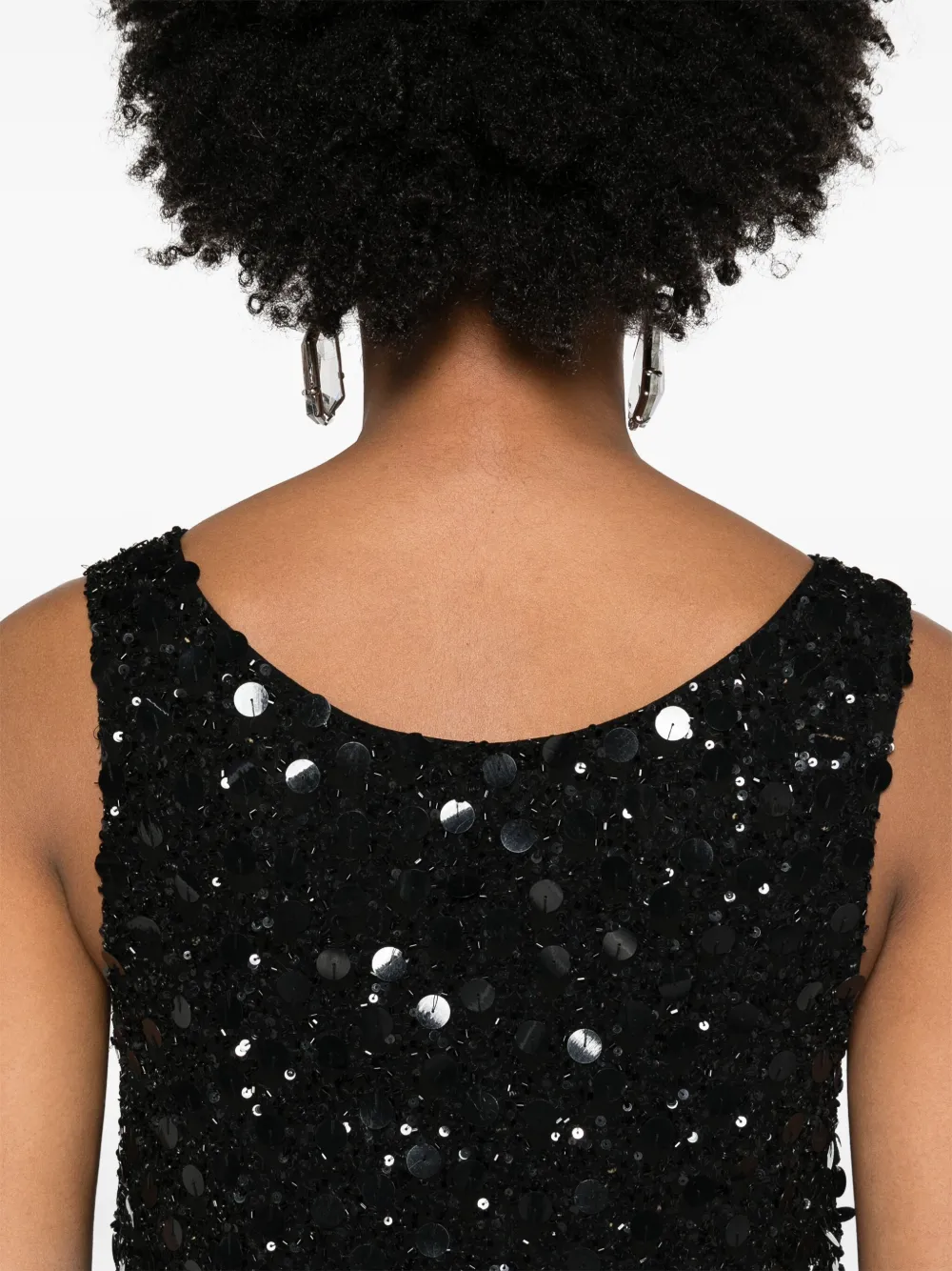 P.a.r.o.s.h Sequinned Sleeveless Midi Dress In Black