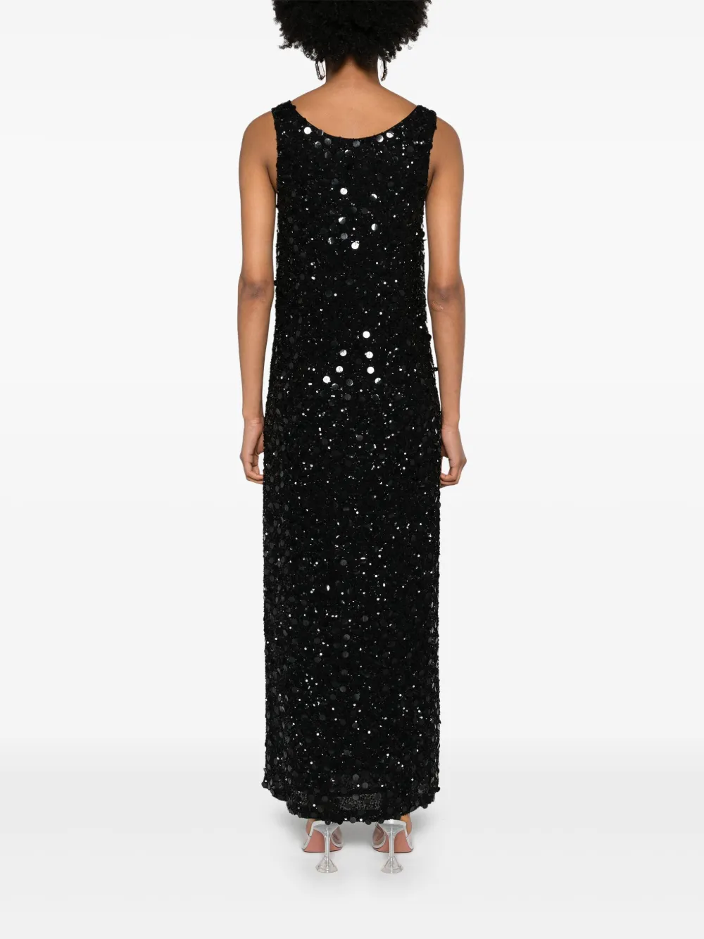 P.a.r.o.s.h Sequinned Sleeveless Midi Dress In Black