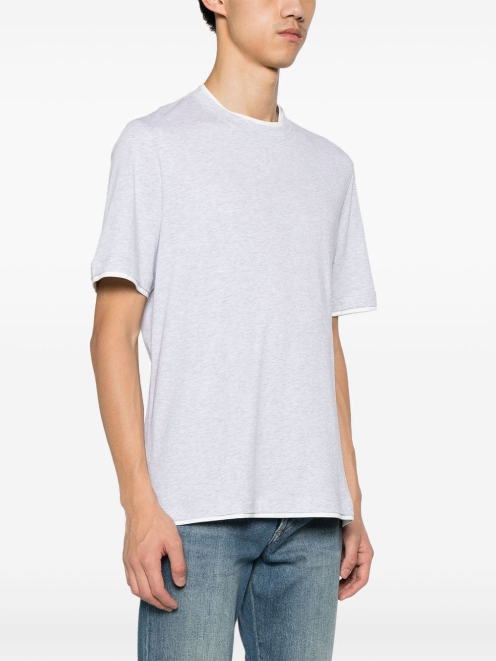 Shop Brunello Cucinelli Layered-effect Cotton T-shirt In Grey