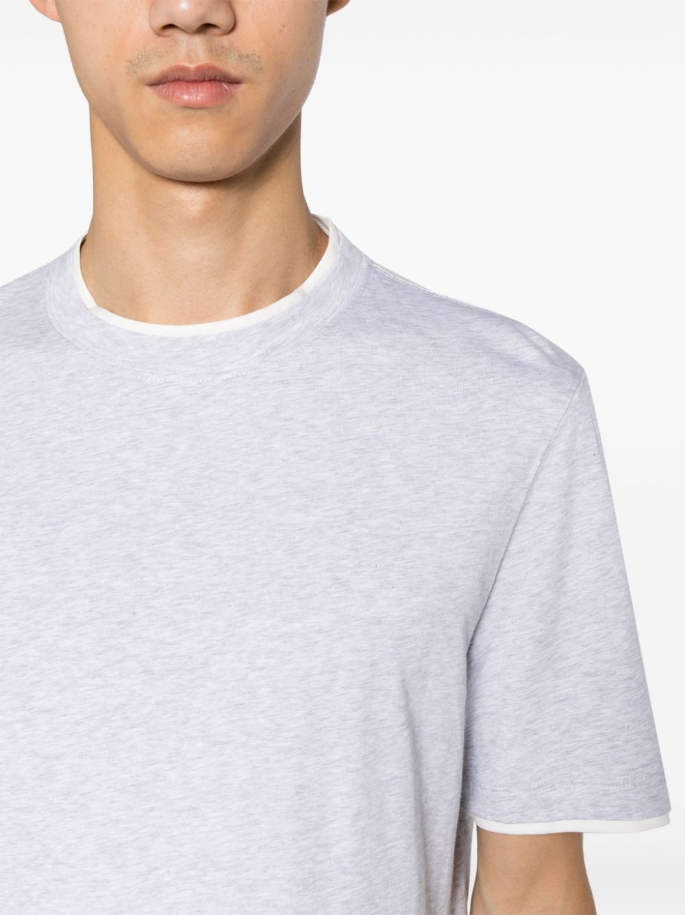 Shop Brunello Cucinelli Layered-effect Cotton T-shirt In Grey