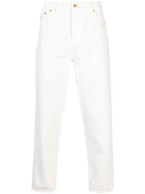 Brunello Cucinelli logo-embroidered tapered cotton jeans