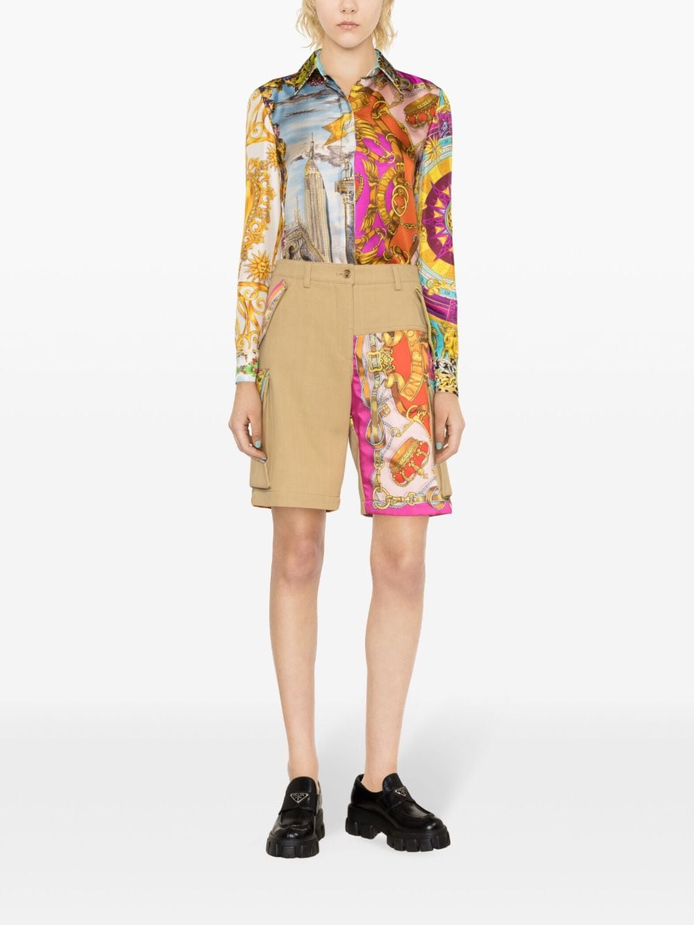 Moschino Shorts met patchwork en print Beige