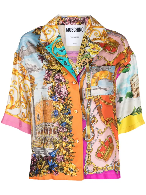 【送料&関税込】Moschino Printed Silk Shorts Moschino Silk Shorts With Floreal Print And Drawstring men