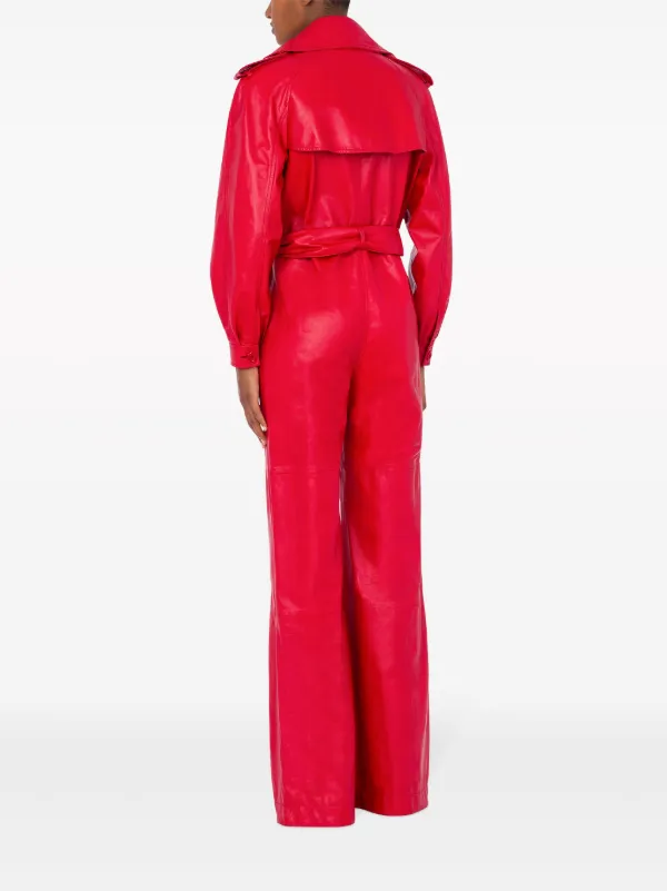 Red leather hot sale jumpsuit