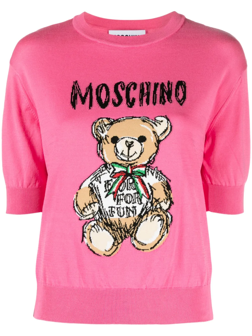 Moschino Teddy Bear-intarsia cropped jumper - Rosa