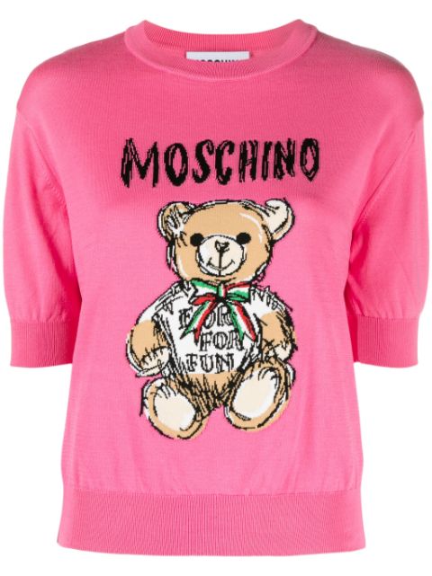 Moschino Teddy Bear-intarsia cropped jumper