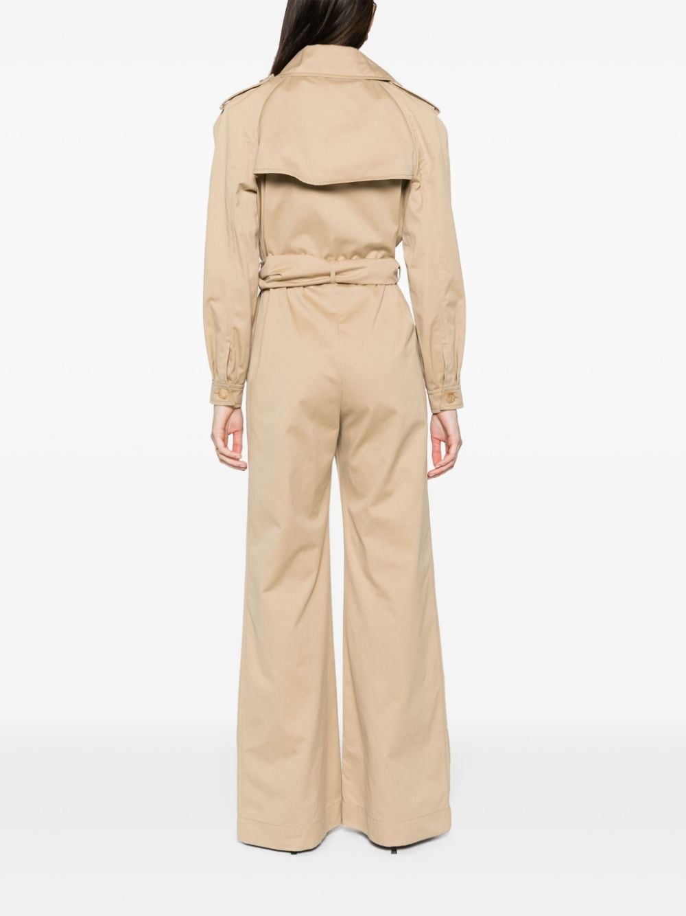 Shop Moschino Trench-inspired Double-breasted Jumpsuit In Neutrals