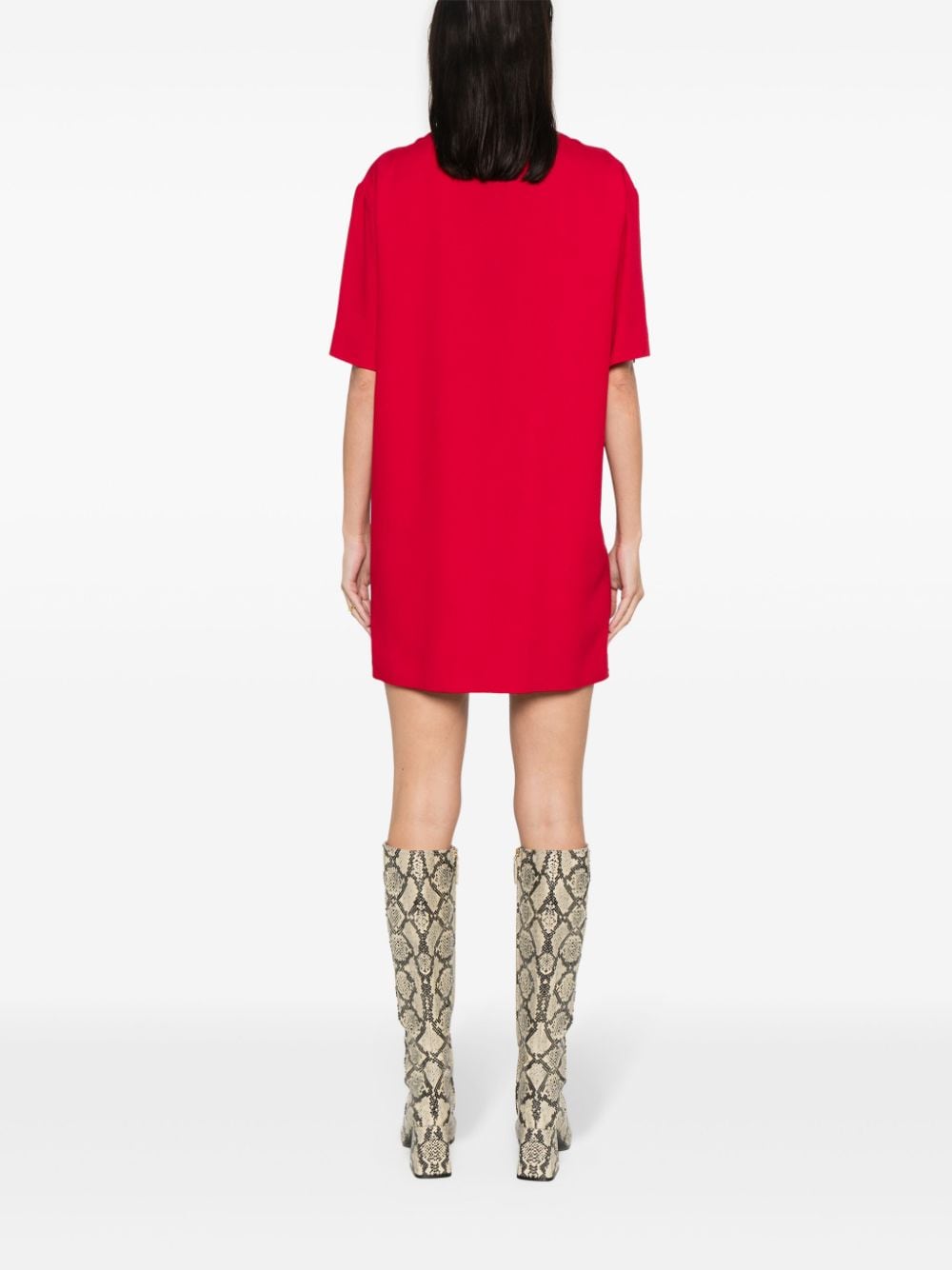 Shop Moschino Heart-charm Crepe Minidress In Red