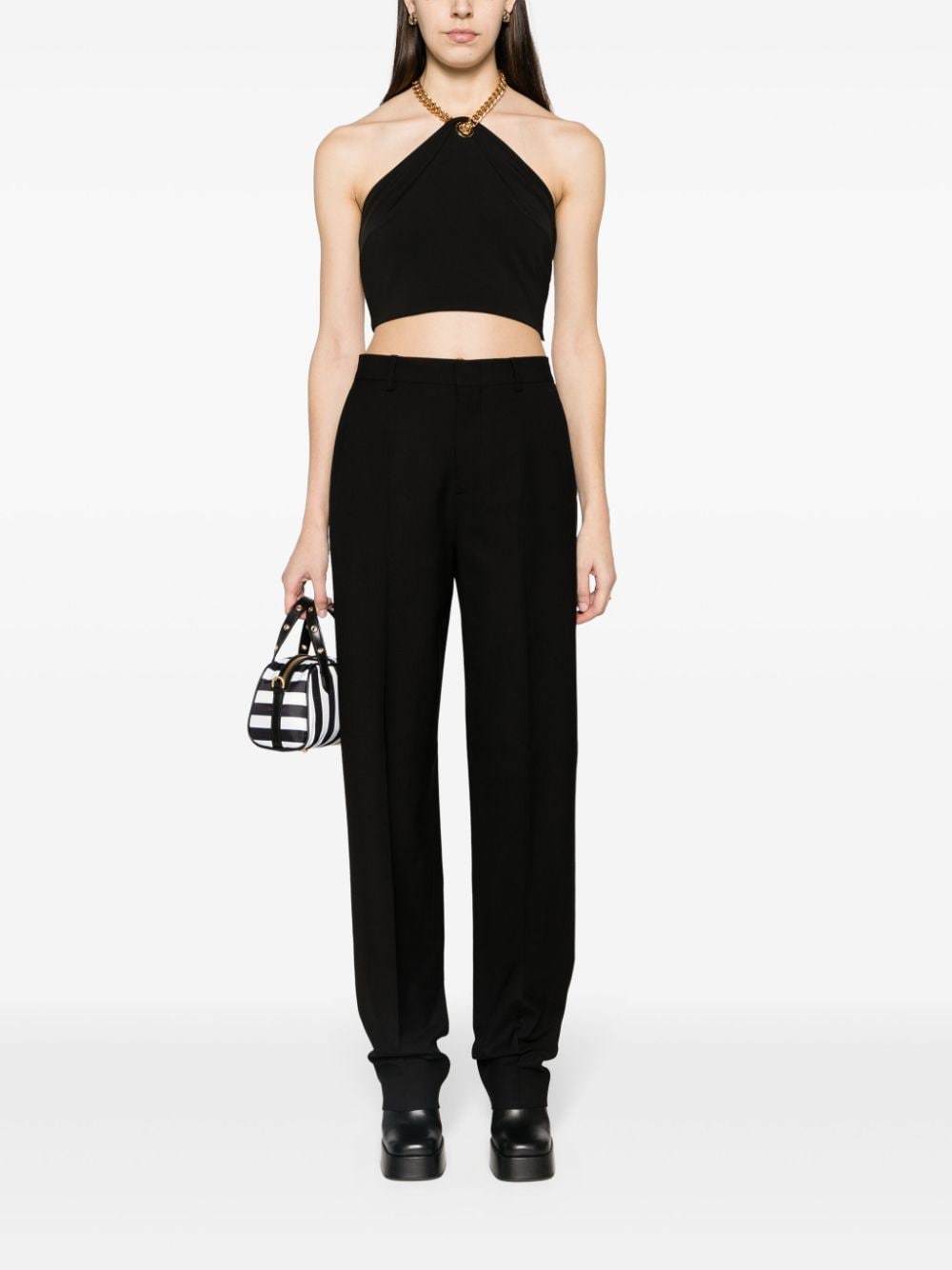 Shop Moschino Straight-leg Tailored Trousers In Black