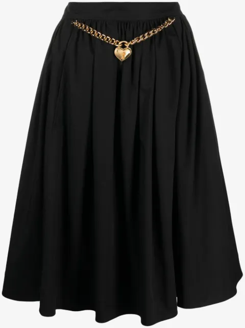 Moschino heart-charm ruched midi skirt