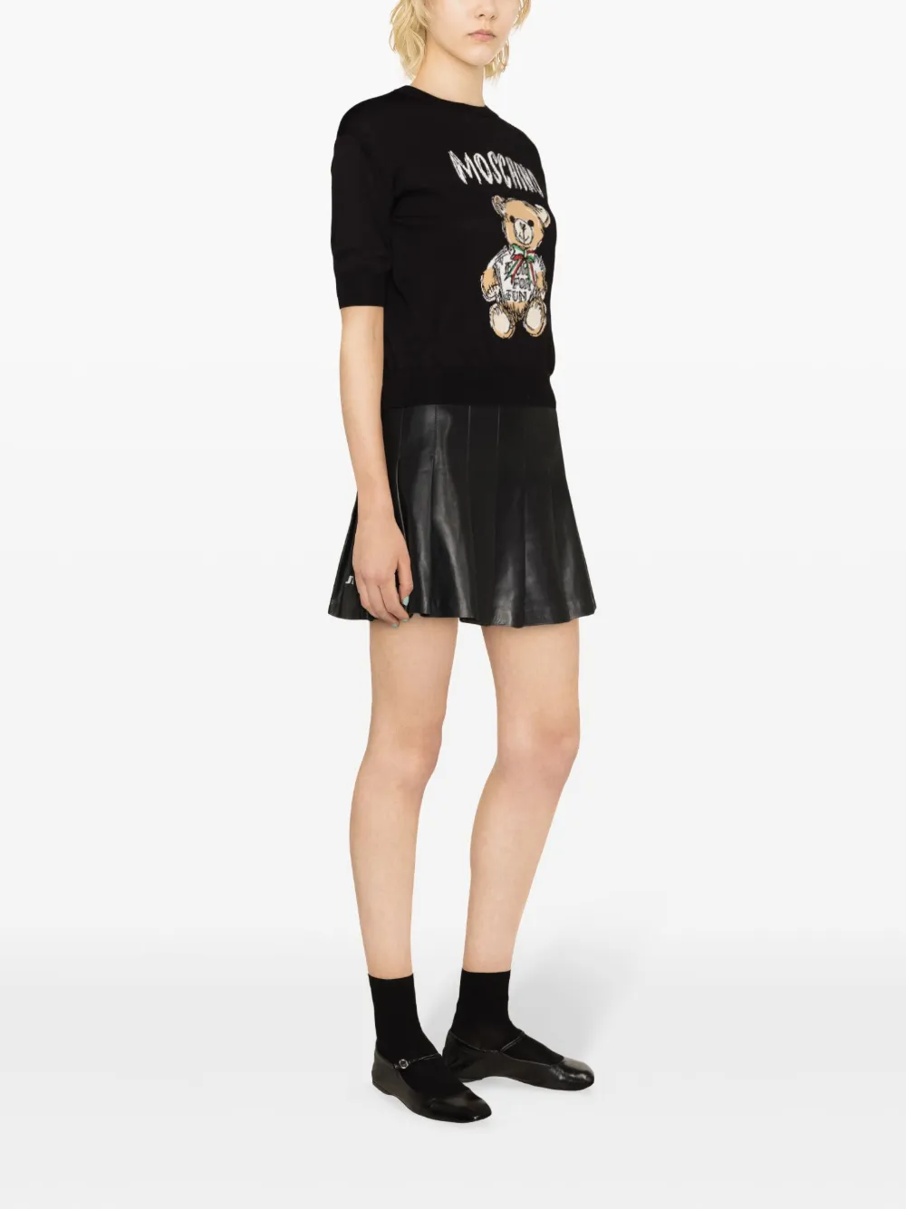 Moschino T-shirt Drawn Teddy Bear In Schwarz