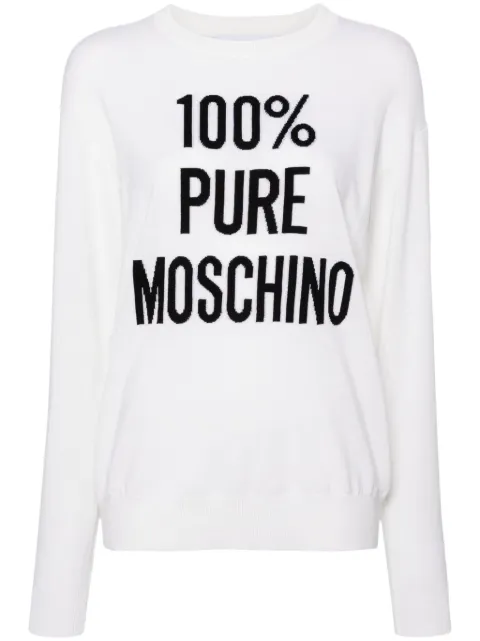 Moschino slogan intarsia-knit jumper