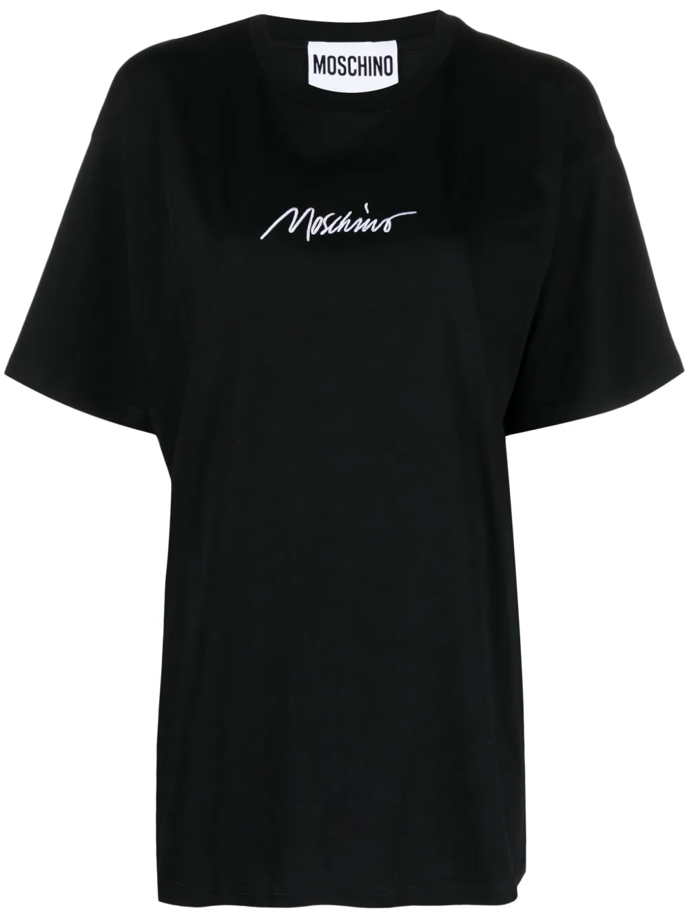 Moschino Katoenen T-shirt met geborduurd logo Zwart