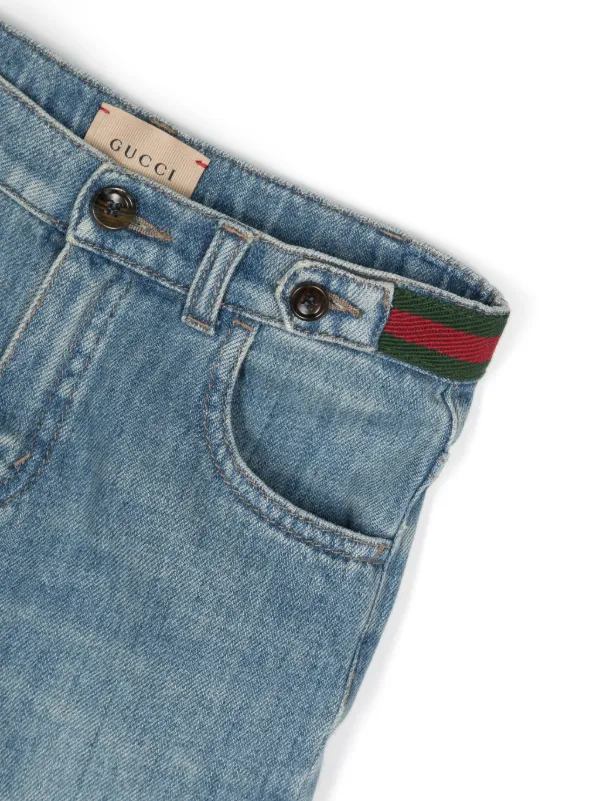 Gucci Kids Web stripe straight leg Jeans Blue FARFETCH AU