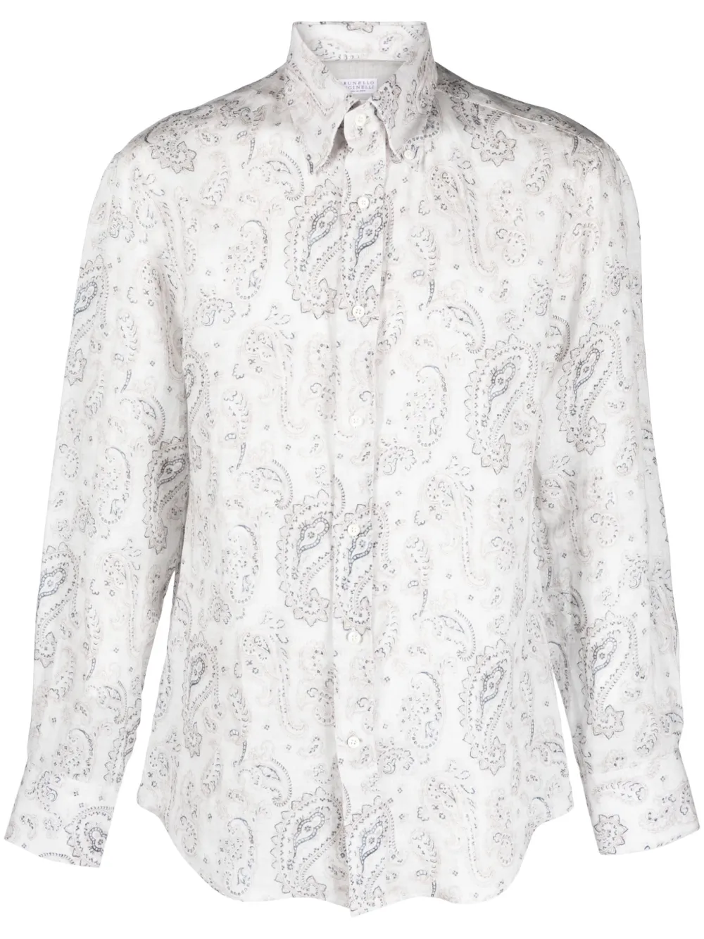 Brunello Cucinelli paisley-print linen shirt Beige
