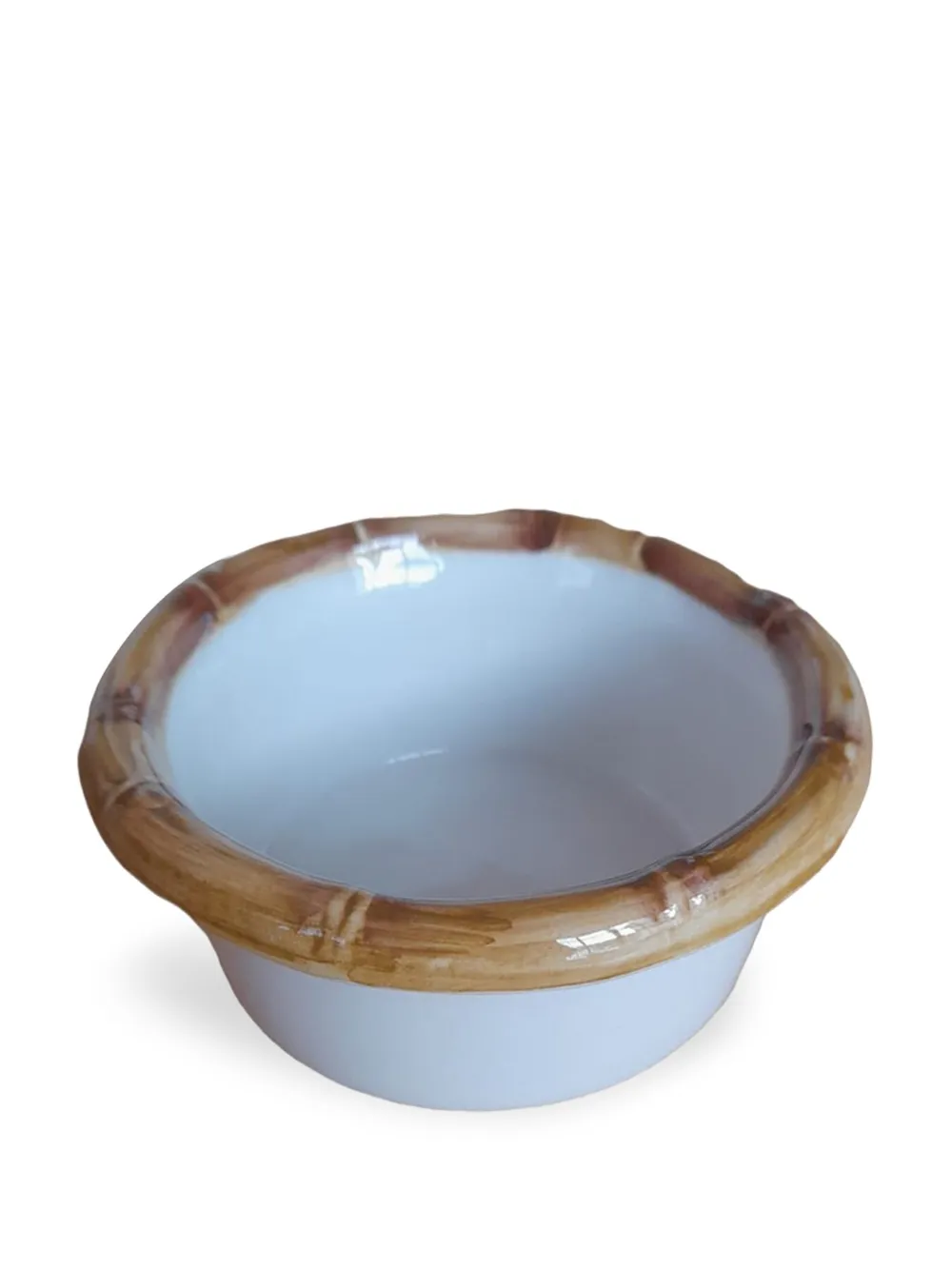 Les-ottomans Bamboo Ceramic Starter Bowls (set Of Two) In White