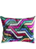 Les-Ottomans geometric-pattern print velvet cushion - Pink