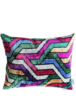 Les-Ottomans graphic-print Silk Cushion | Pink | FARFETCH