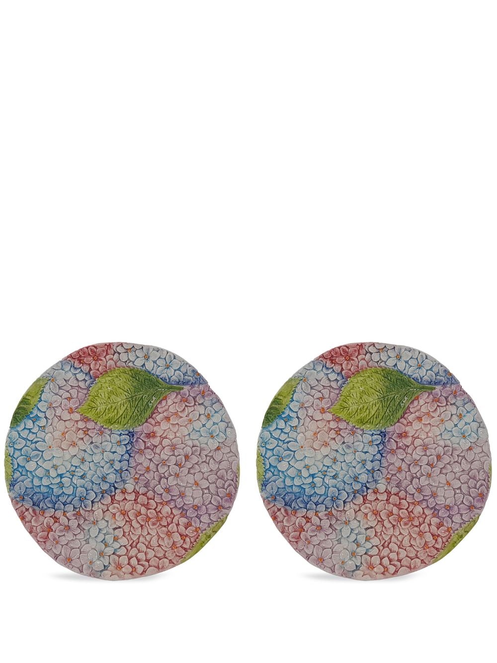Les-ottomans Ortensie Ceramic Dessert Plates (set Of Two) In Pink