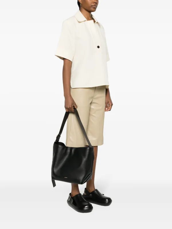 Jil Sander Cannolo レザーショルダーバッグ | ブラック