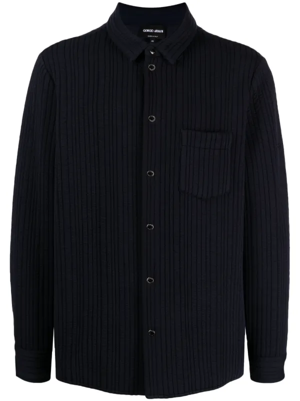 Giorgio Armani Quilted Press-stud Shirt - Blue
