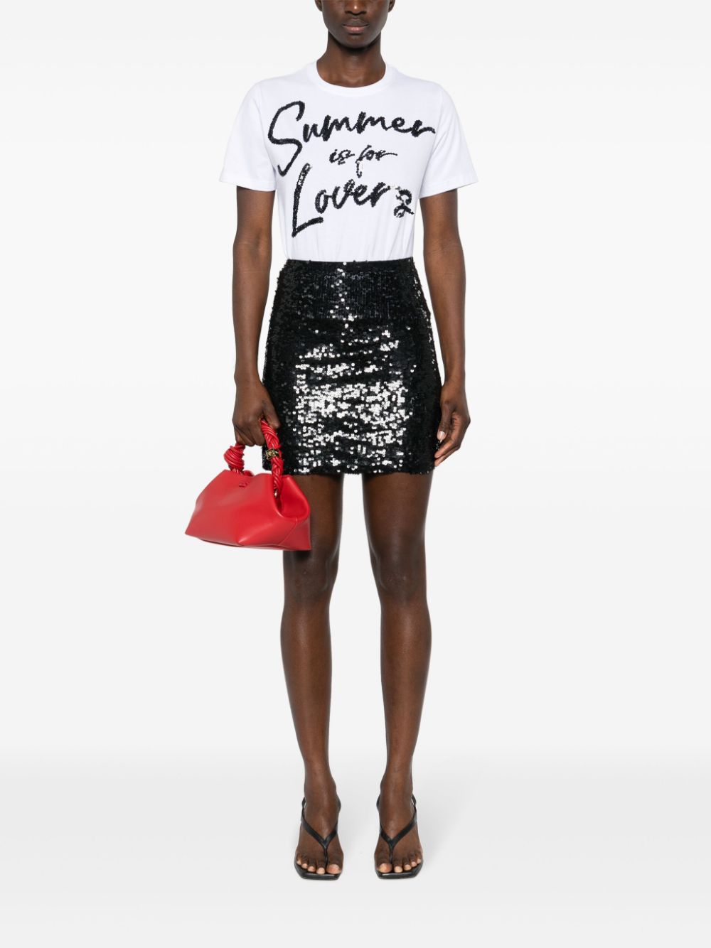 Shop P.a.r.o.s.h Sequin-embellished Mini Skirt In Schwarz