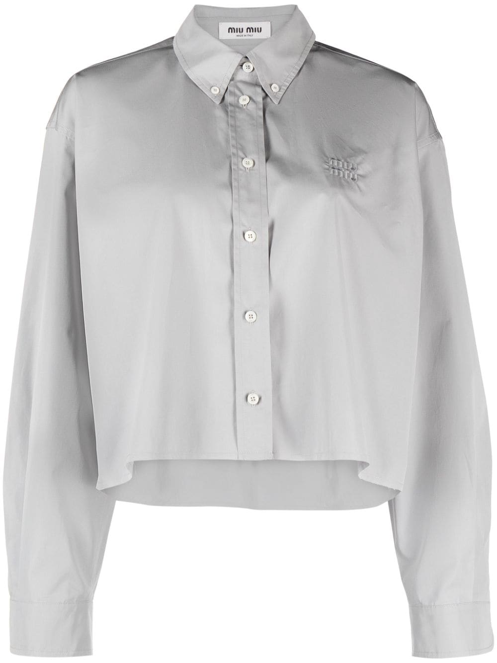 Miu Cropped blouse met geborduurd logo Grijs