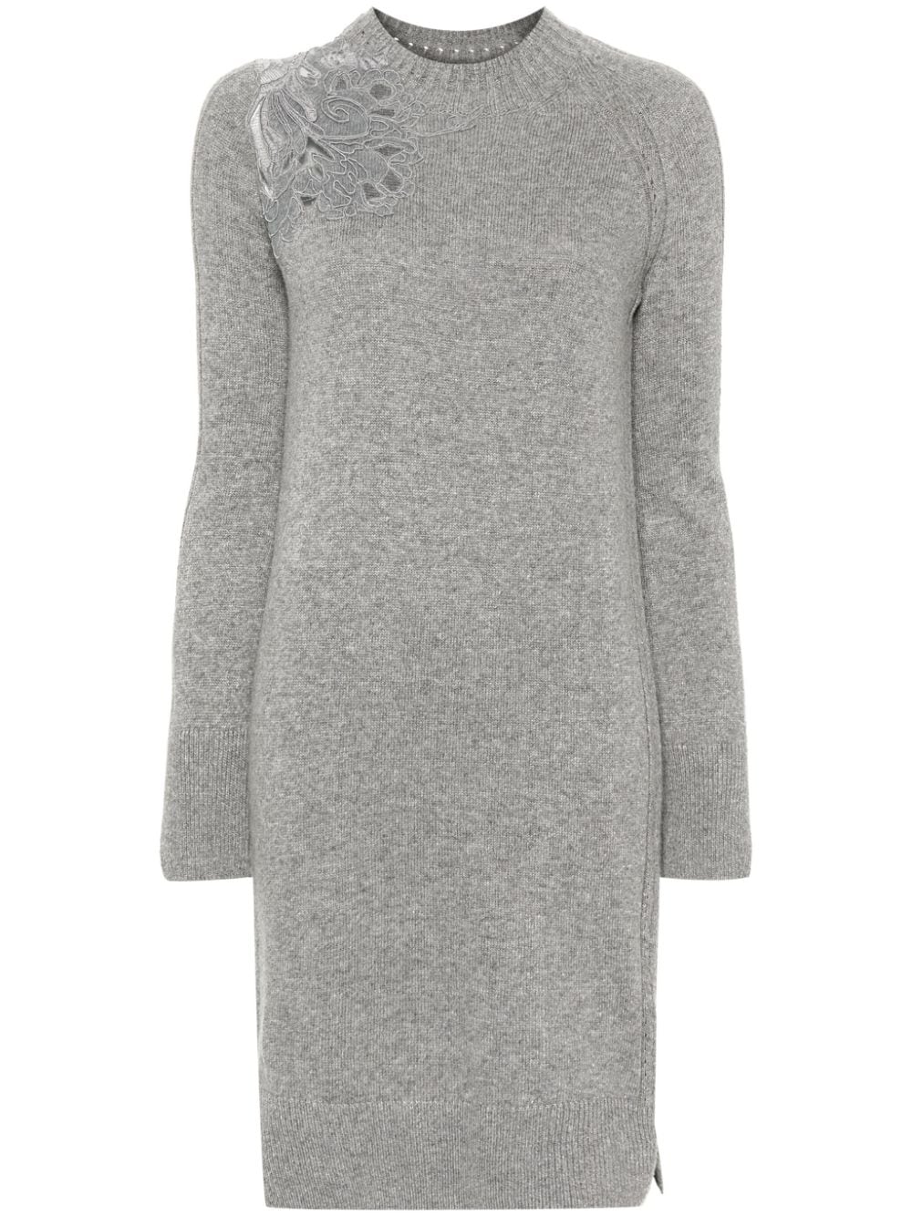 Ermanno Scervino Lace-insert Knitted Dress In Grey