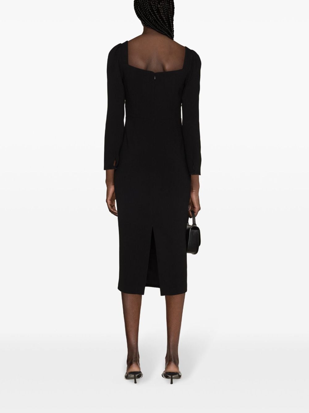 Shop Self-portrait Bow-detail Crepe Midi Dress In Black
