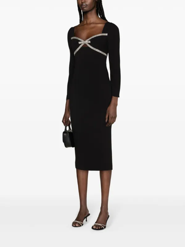 black bow midi dress Halterneck Bow-Detail Midi Dress in Black - 2 main image 0