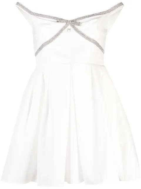 Self-Portrait diamanté-trim off-shoulder minidress