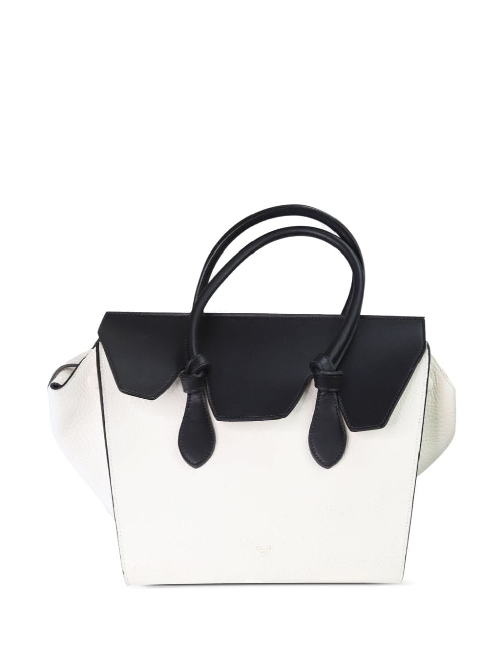 Pre-owned Celine Tie Two-tone Leather Tote Bag In White