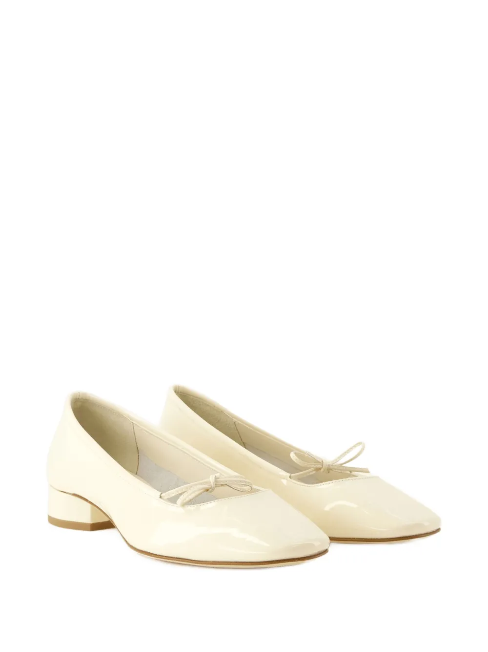 Aeyde Lakleren ballerina's met strik - Beige