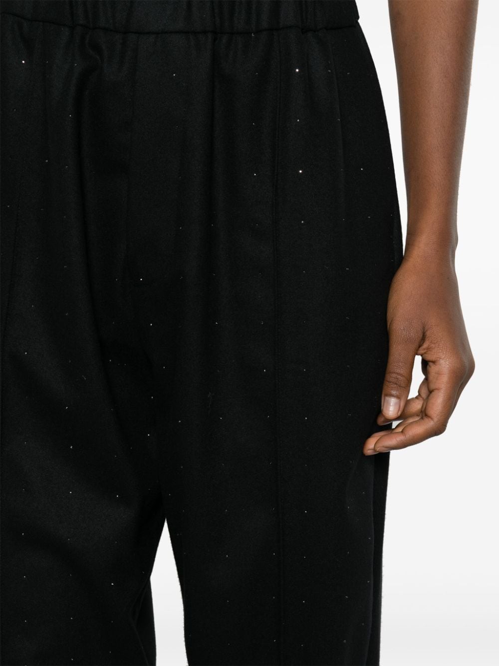 Shop Undercover Rhinestone-embellished Tapered Wool Trousers In Black