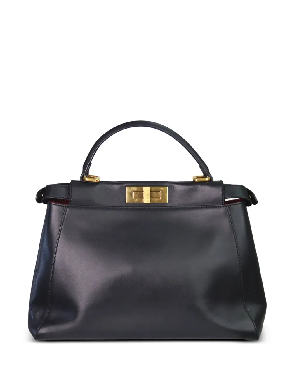 Pre-owned Fendi Peekaboo Leather Two-way Bag In Black