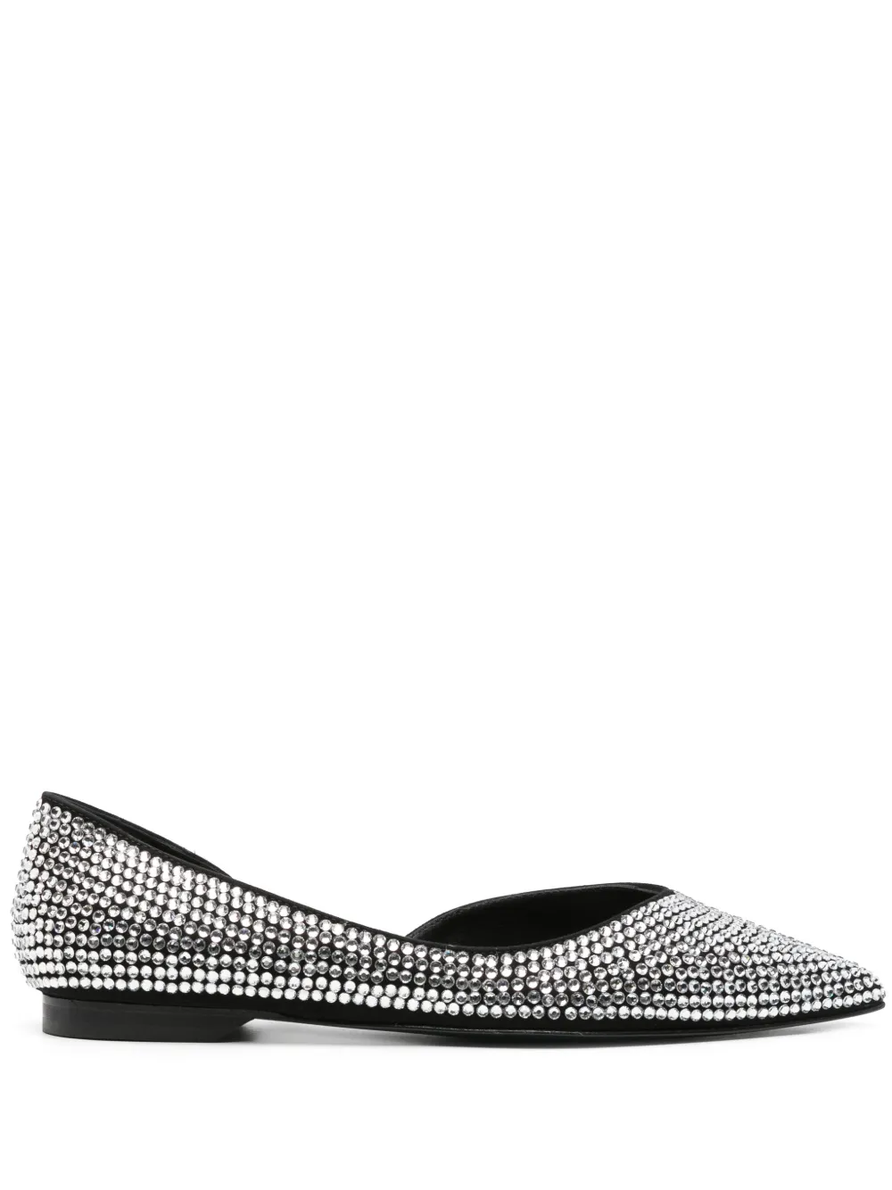 Patrizia Pepe crystal-embellished pointed-toe ballerinas Black