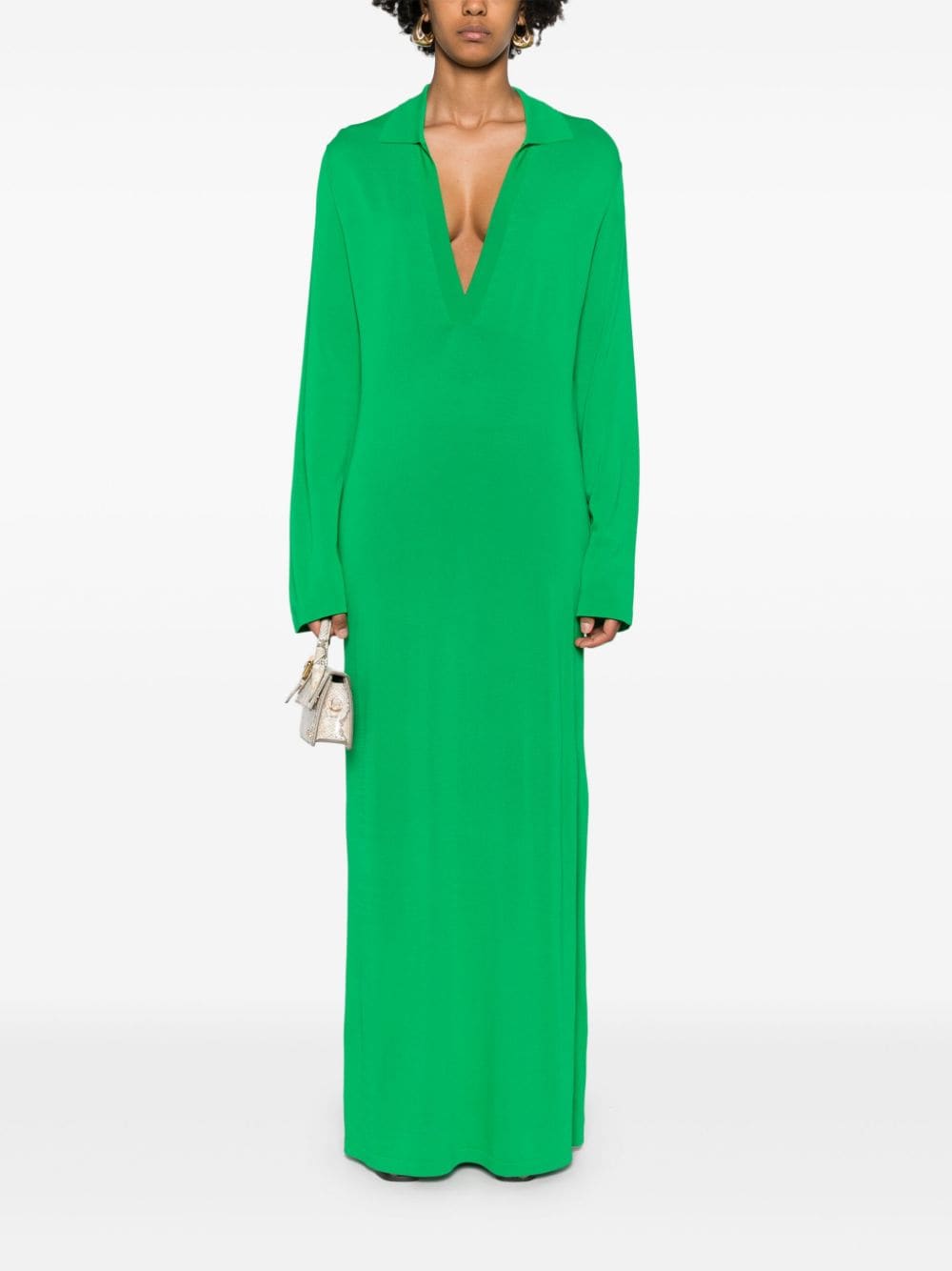 P.A.R.O.S.H. Midi-jurk met split in de hals Groen