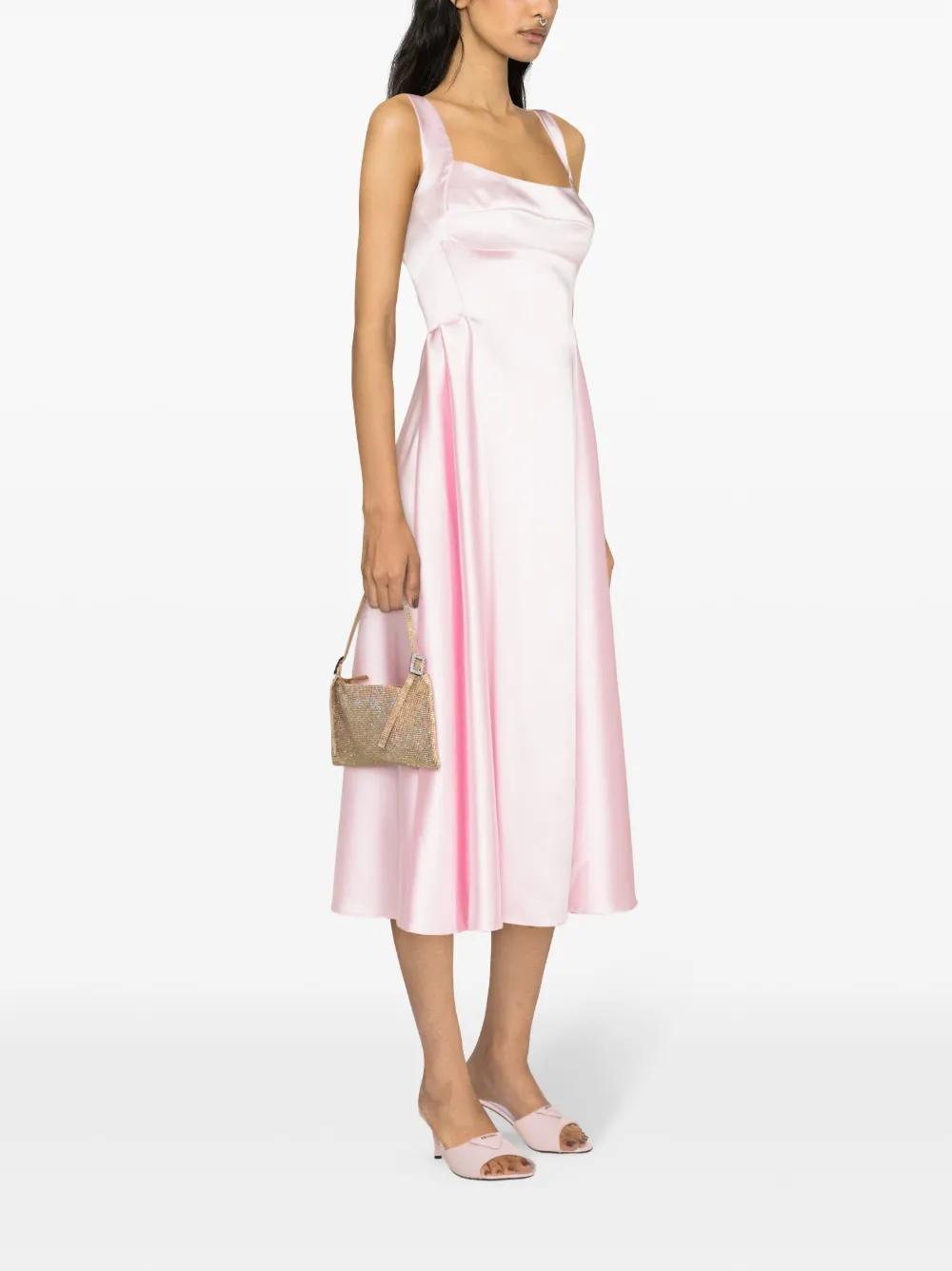 Square-Neck Satin Maxi Dress