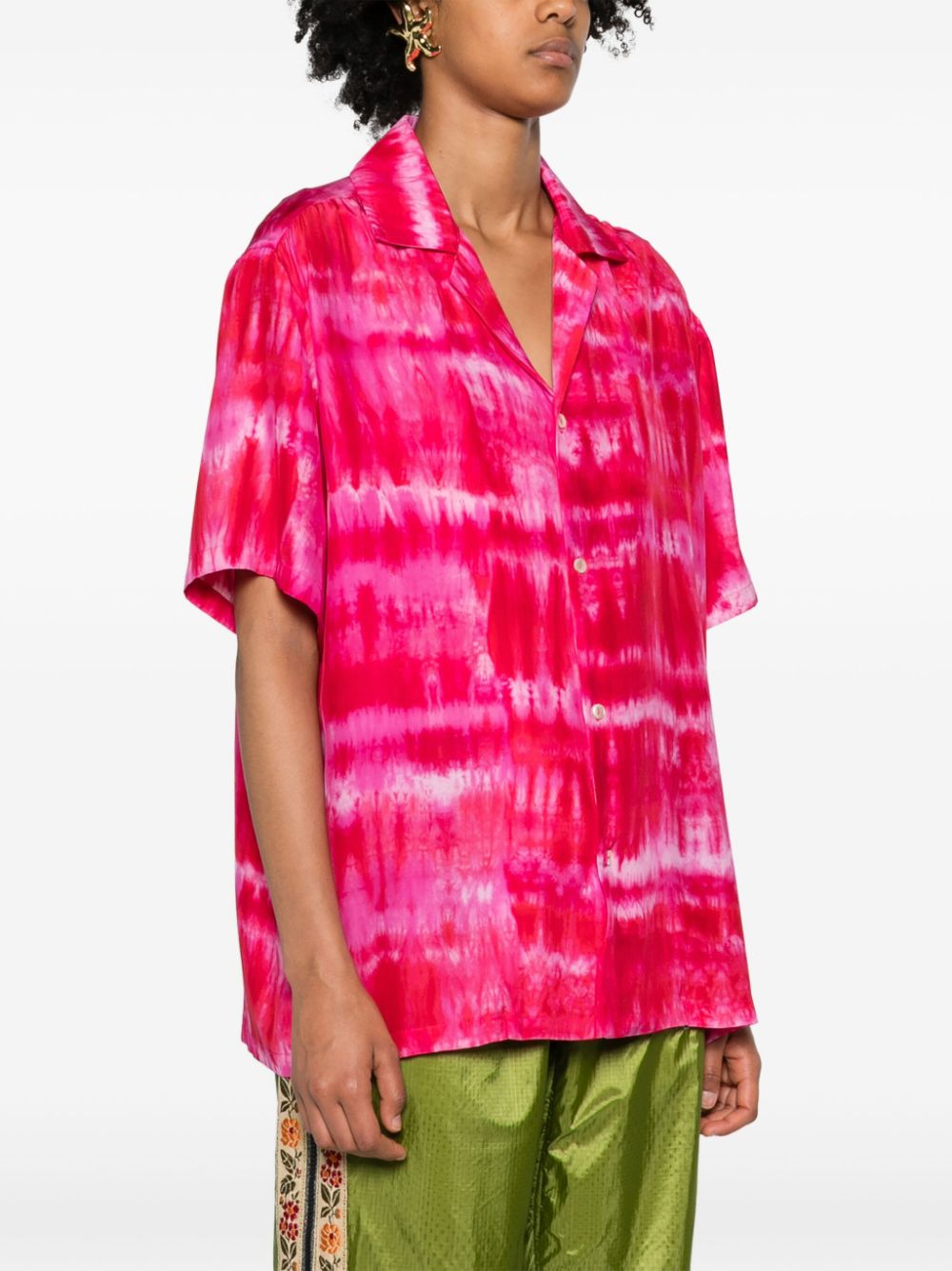 Shop P.a.r.o.s.h Tie-dye Silk Shirt In Pink